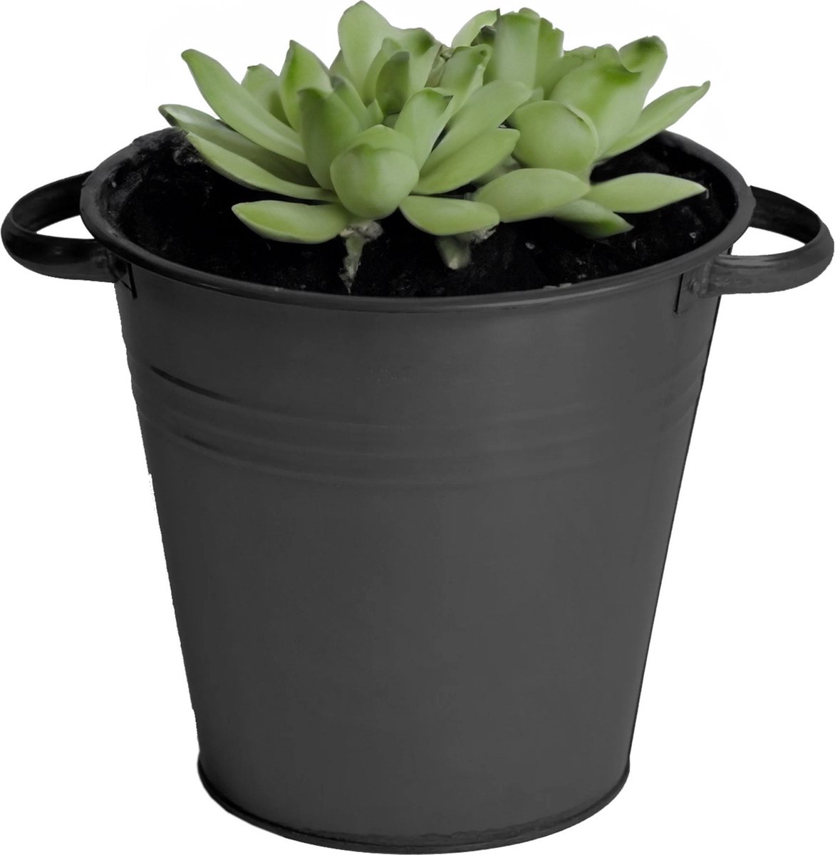 Goedkoopste Mega Collections plantenpot/bloempot Farmer - zink - zwart - D26 X H24 cm
