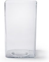 Jodeco Bloemenvaas Cubic - helder transparant glas - D13x10 x H23 cm - vierkant/accubak