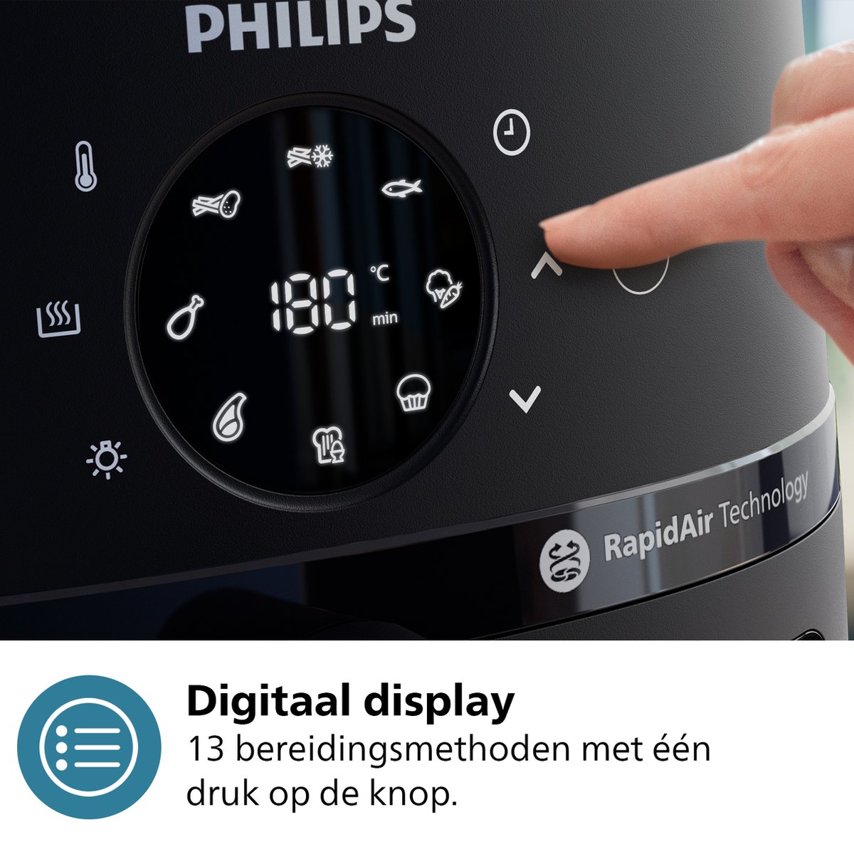 Afbeelding 3 van Philips 2000 Series Airfryer - NA210/00 - Kijkvenster - RapidAir - 3.2L - Tot 3 Personen - Zwart
