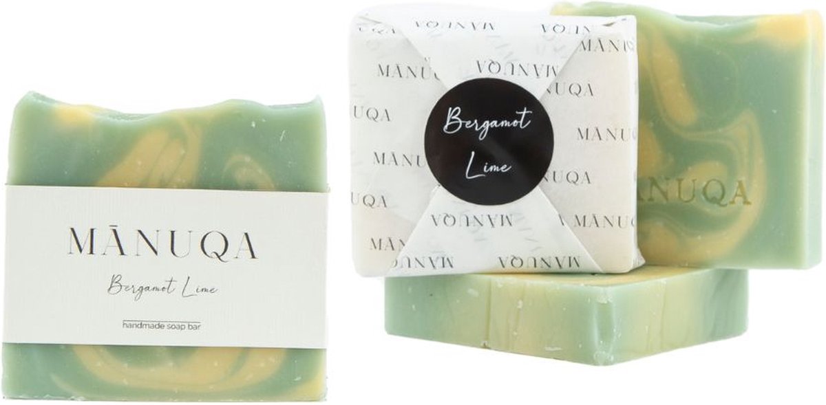 Goedkoopste Bergamot Lime handgemaakte natuurlijke zeep bar (100 gram) - hydraterend, verzorgend en beschermend - met shea boter, kokosolie, olijfolie en castor olie