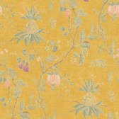 Papier peint Fleurs Profhome 367194-GU papier peint intissé légèrement texturé avec motif floral jaune-vert mat 5,33 m2