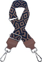 Schoudertas band - Hengsel - Bag strap - Fabric straps - Boho - Chique - Chic - Ruitstijl in zwart met bruin