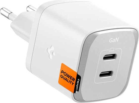 Spigen - Cargador De Pared USB C, GaN 452 Total 45W 2 Puertos GaN
