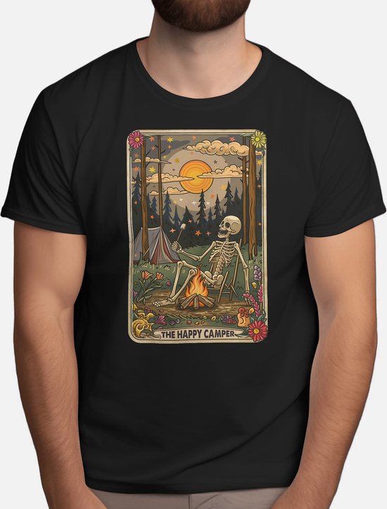 The Happy Camper - T Shirt - DarkStyle - Tarot - VictorianGothic - DarkBeauty - DonkereStijl - GotischeKunst - Witchcraft - WitchyVibes - Hekserij - HekserigeVibes