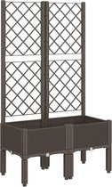 vidaXL - Plantenbak - met - latwerk - 80x40x142 - cm - polypropeen - bruin