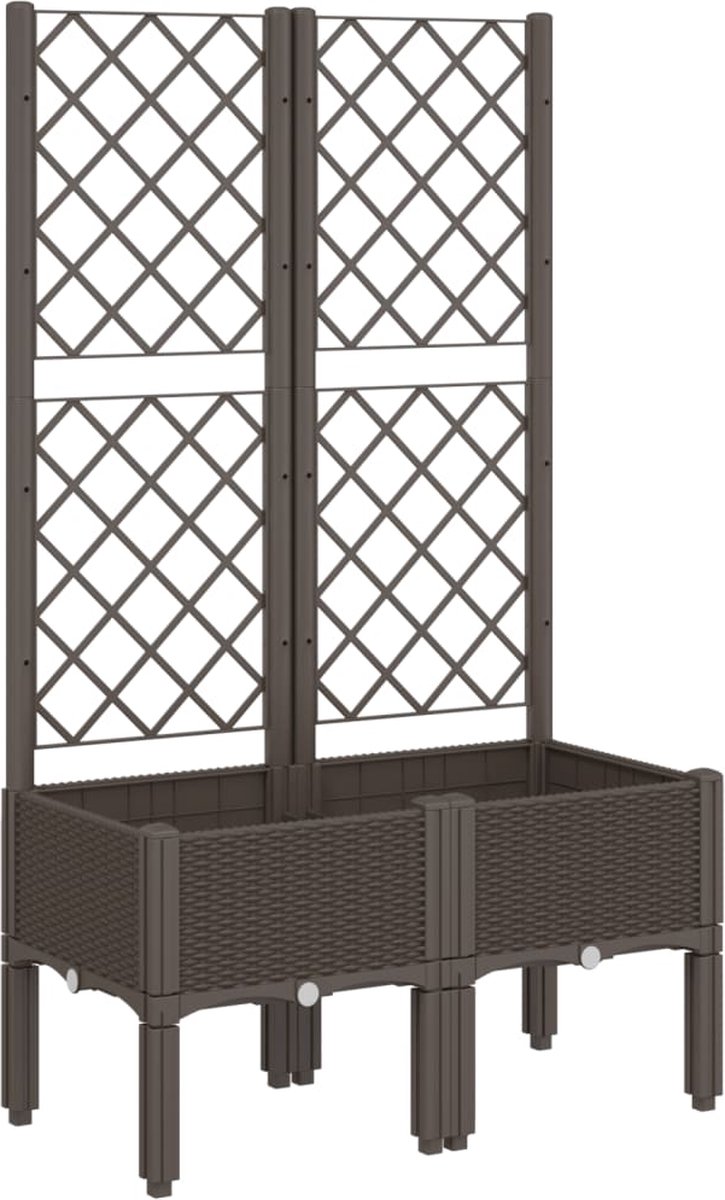 VidaXL Plantenbak met latwerk 80x40x142 cm polypropeen bruin