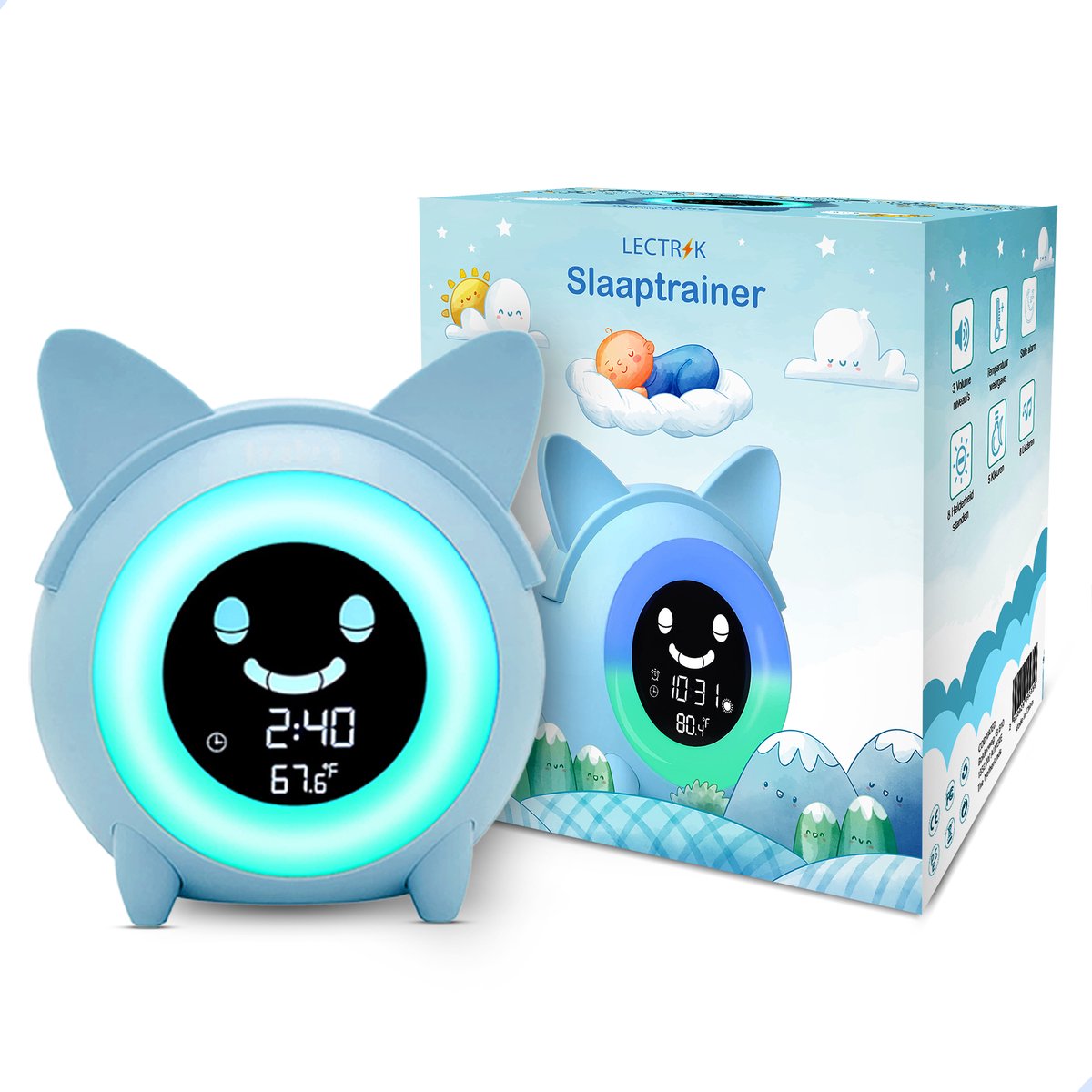 Kinder Wake Up Light WiFi Smart Kinderwekker Slaaptraining Klok Geluidsuitdrukking Smart Tuya-app Spraakbesturing Slaaptrainer voor kinderen