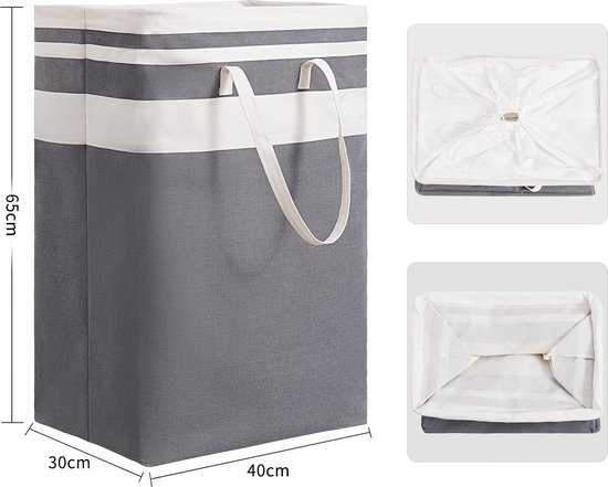 Wasmand 3 Vakken - Wit - Wasmand met Wieltjes - Wassorteerder met Drie