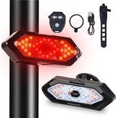 Bike Turn Signal Achterlicht Remote Fietsverlichting LED USB Oplaadbare Fietslamp Fiets Richtingaanwijzer Fiets Draadloos Waarschuwingsachterlicht- Zwart