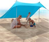 Strandtent, 2,1 x 2,1 m, strandschelp, UPF50+ uv-bescherming en waterdicht zonnezeil, met aluminium stang, zandschep, haringen, geschikt voor strandschaduw, camping, vissen, tuingebruik