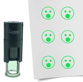 CombiCraft Stempel Smiley Geschrokken 10mm rond - Groene inkt