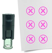 CombiCraft Stempel Checkbox met Kruisje 10mm rond - Roze inkt