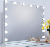 Make-upspiegel met Hollywood-stijl verlichting en instelbare kleurtemperaturen - Professionele Verlichte Spiegel voor Perfecte Make-up - LED Verlichting - Vergrootglas - Stijlvol Design - Eenvoudige Installatie - 16 dimbare LED-lampen, 3 kleuren