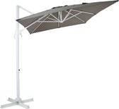 AXI Coco Parasol déporté 200x300 Blanc/taupe - Structure en aluminium thermolaqué avec base en croix - Rotation 360° - Inclinaison - Tissu résistant aux UV