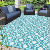 Outdoor tapijt, weerbestendig, turquoise, 180 x 270 cm, tuintapijt, balkon, groot, waterdicht, outdoor, kunststof, uv-bestendig, buitentapijt, camping, terras, tapijt voor tuin, binnen