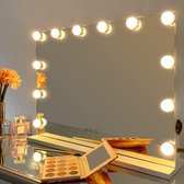 Miroir Hollywood avec Siècle des Lumières LED - Températures de couleur réglables - Miroir sur pied avec fonction grossissante - Essentials portables