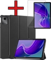 Hoes Geschikt voor Lenovo Tab M11 Hoes Book Case Hoesje Trifold Cover Met Screenprotector - Hoesje Geschikt voor Lenovo Tab M11 (11 inch) Hoesje Bookcase - Zwart