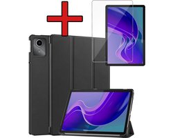 Hoesje - Geschikt voor Lenovo Tab M11 (11 inch) - Met Screenprotector - Hardcover Book Case - Trifold Bookcase Hoes - Hard Cover - Tablethoes - Zwart