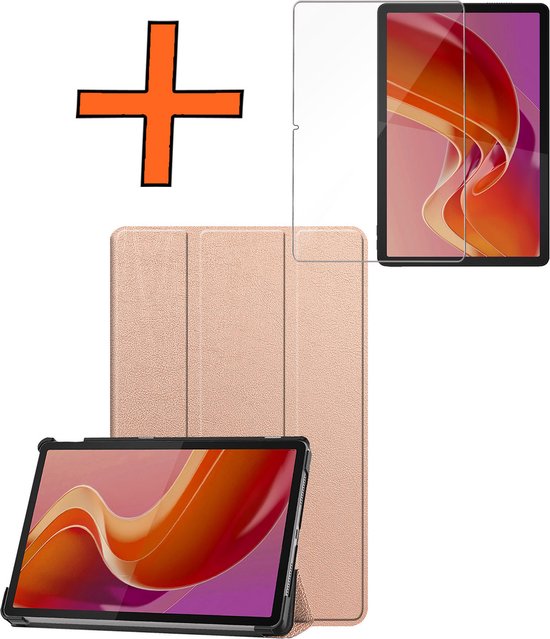 Étui adapté pour Lenovo Tab M11, étui à trois volets pour tablette avec protecteur d'écran – Étui adapté pour Lenovo Tab M11 (11 pouces), étui à Hardcover, Bookcase – Or rose
