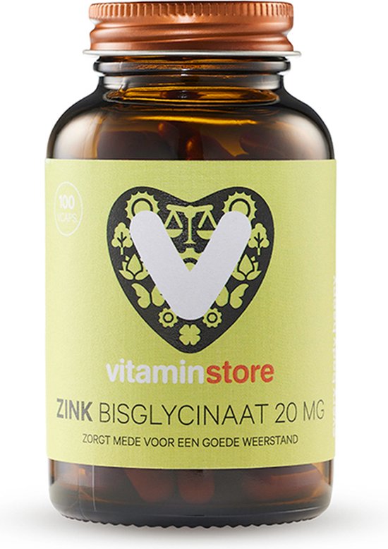 Vitaminstore - Zink Bisglycinaat 20 - 100 vegicaps