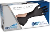 Eurogloves soft-nitrile handschoenen poedervrij zwart - Medium- 10 x 100 stuks voordeelverpakking