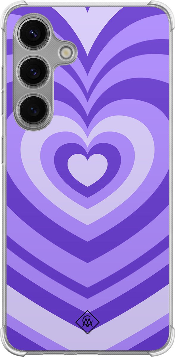 Casimoda® hoesje - Geschikt voor Samsung Galaxy S24 - Hart Swirl Paars - Shockproof case - Extra sterk - TPU/polycarbonaat - Paars, Transparant