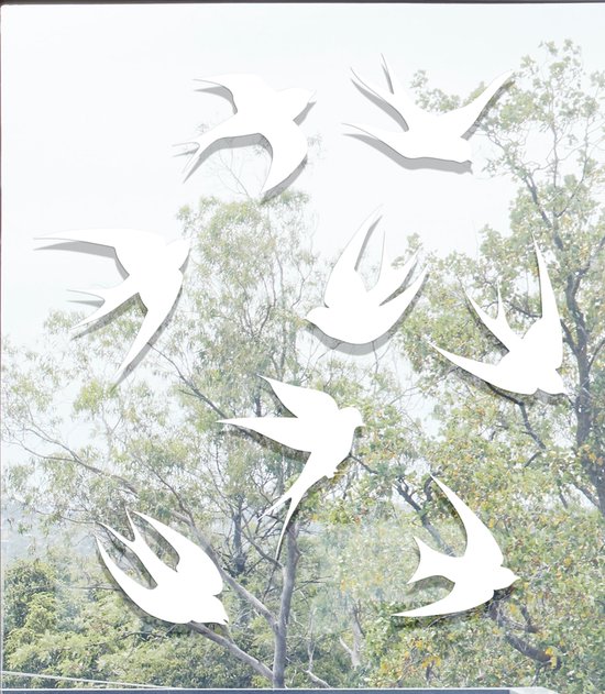 Raamstickers Vogels 8-Delig | Vogelbescherming | Raamdecoratie vogels| Vogel silhouetten | Raamfolie vogels | Vogel stickers | Vogel raamstickers