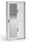 Stijlvolle kledingkast - Kledingkast met spiegel - Planken en ruimte om kleding op te hangen - 100 cm - Witte kledingkast