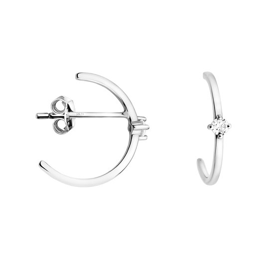 SOFIA MILANI Orecchini Creoli Donna Argento 925 Con Zirconia, Placcato Oro