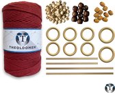 Macramé Pakket | 200 METER | Incl. Handleiding | Bordeaux | Starter Set | Ringen | Kralen |Stokken | Macramé Touw | 3mm | 100% Katoen | Macramé | Decoratie | DIY | Doe Het Zelf | Wandkleed | Dromenvanger | Plantenhanger | Tassen | TheOldOmen |