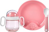 Baby 3-delige serviesset Mio – inclusief lekvrije drinkbeker, leerbord & leerlepel – vaatwasmachinebestendig & BPA-vrij – set van 3 – diep roze