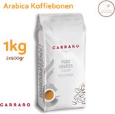 Grains de café Pure Arabica 1kg - Caffè Carraro - Café expresso italien - Parfumé et floral - Pour cafetières Delonghi, Siemens, Jura, Moccamaster, Krups, Philips, Sage