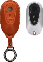 kwmobile Étui pour clé de voiture en cuir adapté à la clé de voiture Mercedes Benz Smart à 3 boutons - Comme porte-clés avec porte-clés - Cuir véritable marron