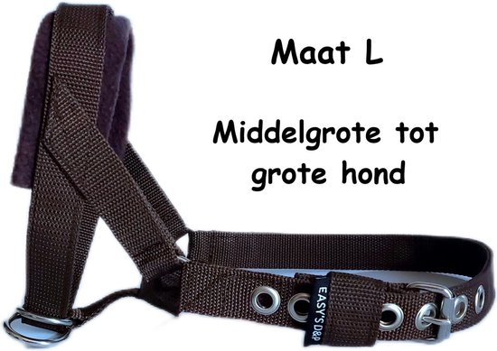 Leader doux - Marron - Taille L - Doublure marron - Doublé - Licol tête anti-traction chien - Licol chien - Anti-traction chien - Sangle de dressage