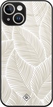 Casimoda® hoesje - Geschikt voor iPhone 13 - Palmy Leaves Beige - Luxe Hard Case Zwart - Backcover telefoonhoesje - Bruin/beige