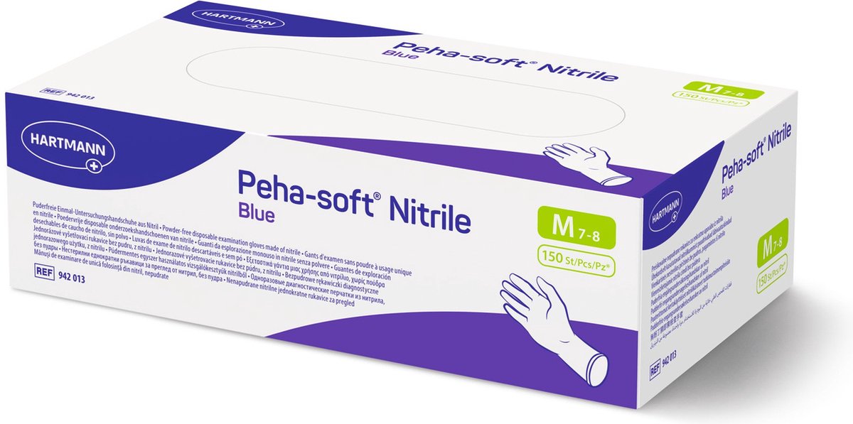 Goedkoopste Peha-soft® | 150 Nitrile handschoenen blauw | maat M (7-8) | medisch