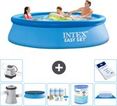Intex Rond Opblaasbaar Easy Set Zwembad - 305 x 76 cm - Blauw - Inclusief Pomp Afdekzeil - Onderhoudspakket - Filter - Grondzeil - Zoutwatersysteem - Zwembadzout