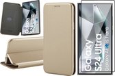 Hoesje geschikt voor Samsung Galaxy S24 Ultra - Screenprotector PET - Wallet Book Case Goud