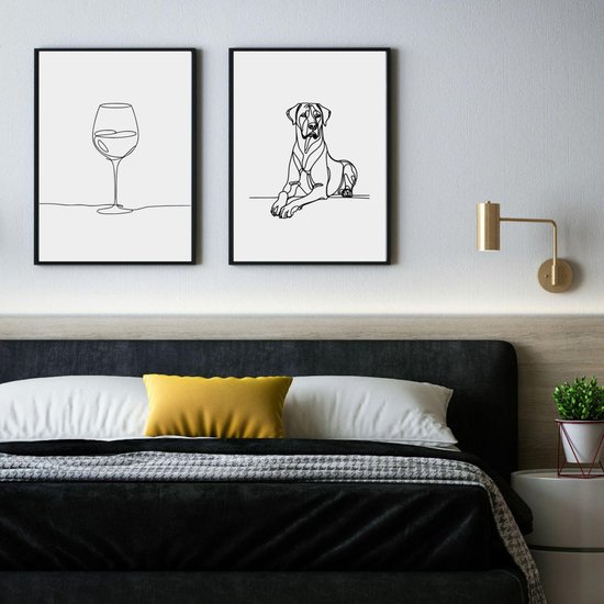 Affiche minimaliste Ridgeback - Dessin au trait de chien élégant pour la décoration intérieure