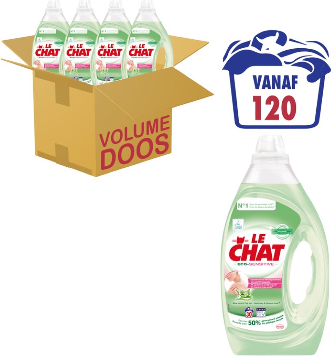 Le Chat - Wasmiddel Gel Eco-Sensitive - Vloeibaar Wasmiddel - Voordeelverpakking - 4 x 30 Wasbeurten