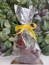 Mooie chocoladefiguur Haas in fondant chocolade 150g 17,5cm in geschenkverpakking