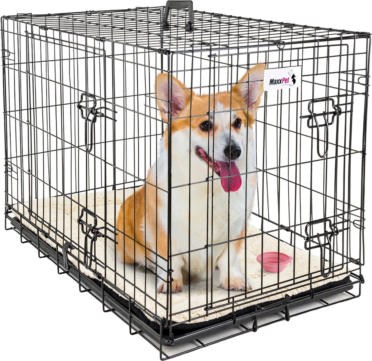 MaxxPet Hondenbench - Bench - Bench voor honden - Hondenbench Opvouwbaar - Incl. Plaid - 91 x 57 x 64 cm