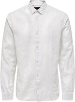 Only & Sons Overhemd Onscaiden Ls Stripe Linen Shirt 660 22026601 Chinchilla Mannen Maat - XL