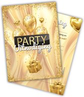 Uitnodiging kinderfeestje - Gold - Voordeelset 20 stuks - Beschrijfbaar - Uitnodigingskaarten - Uitnodiging verjaardag - uitnodiging verjaardag feest - Uitnodiging kinderfeestje Jongen of Meisje - Uitnodigingen