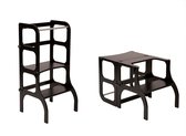 Ette Tete Step 'n Sit - Leertoren - Zwart met zwarte clips - Inklapbaar tot tafel en stoel - Learning Tower - Montessori inspired - Keukentrap - Keukenhulp - Leerstoel - Veilig -Duurzaam