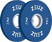 ZEUZ Halterschijf 2 Stuks 2 KG – 4 KG Gewichten Set – voor 50 mm Halter - Metaal & Rubber - 2KG Schijf