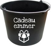 Emmer Cadeauemmer - Kotsemmer - 12 Liter - Cadeau Emmer - Jarig - feest - Zwarte emmer - witte sticker