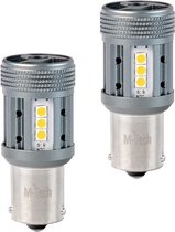 BA15S - 1156 - autolamp set 2 stuks - amber/oranje | PY21W 7510 - 2x 12-SMD LED | geforceerde koeling - CANBUS 12V & 24V DC