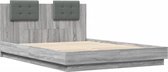 vidaXL - Bedframe - met - hoofdeinde - bewerkt - hout - grijs - sonoma - 120x200 - cm