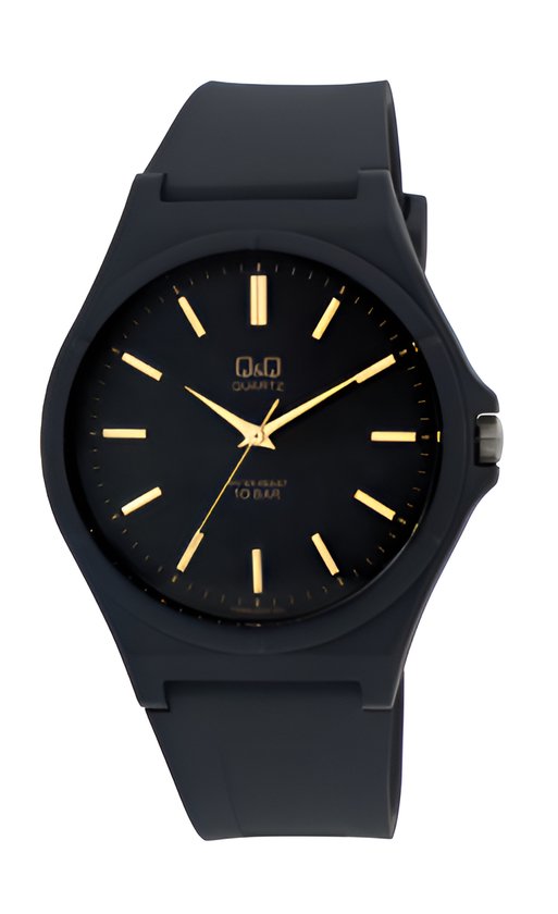 Q&Q-VQ66J003Y-horloge-rubberband-zwart-10bar waterdicht